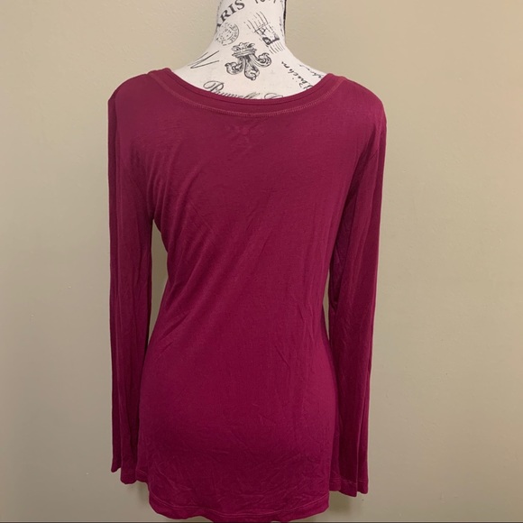 Kate Park Long Sleeve Maroon Petite Large Top - Picture 5 of 7
